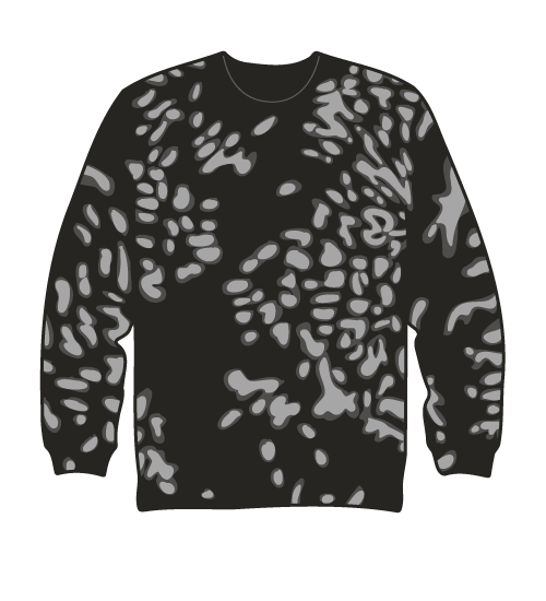 black sweater with organic spot pattern