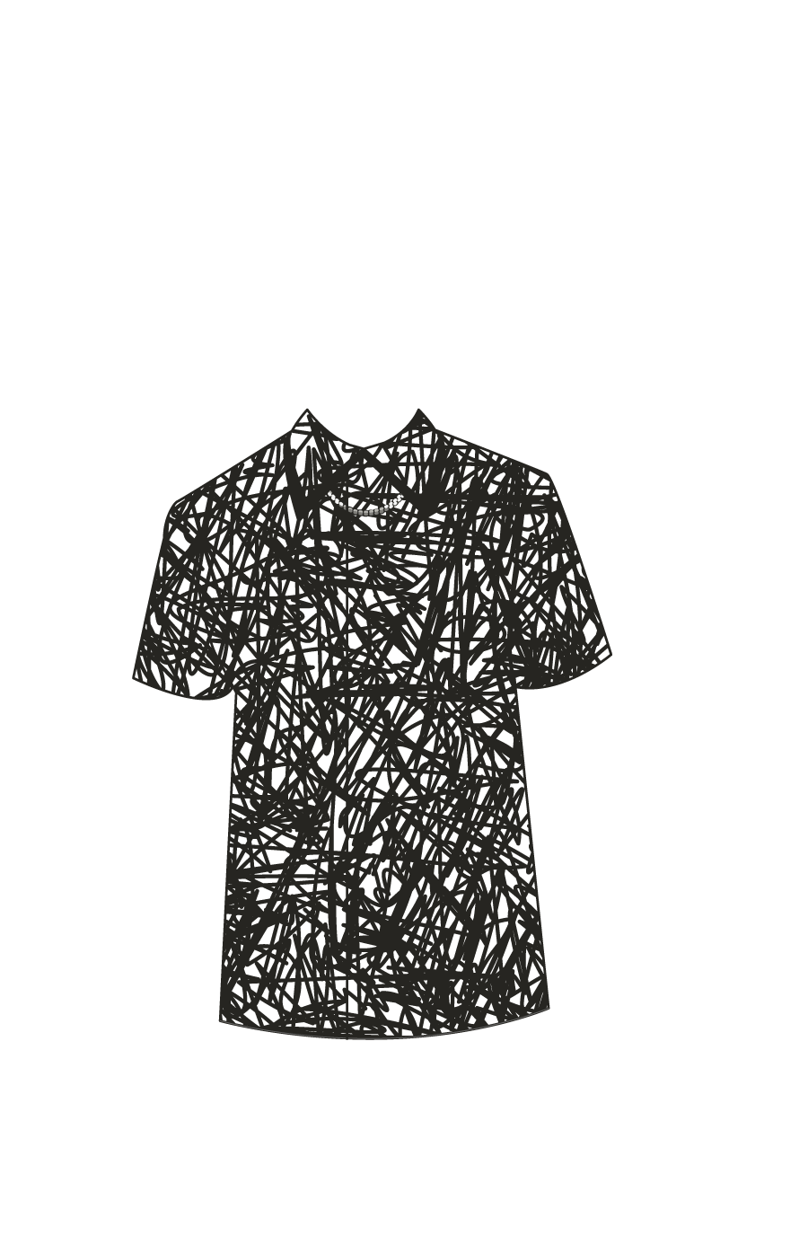 short sleeve oxford with scribbly line pattern