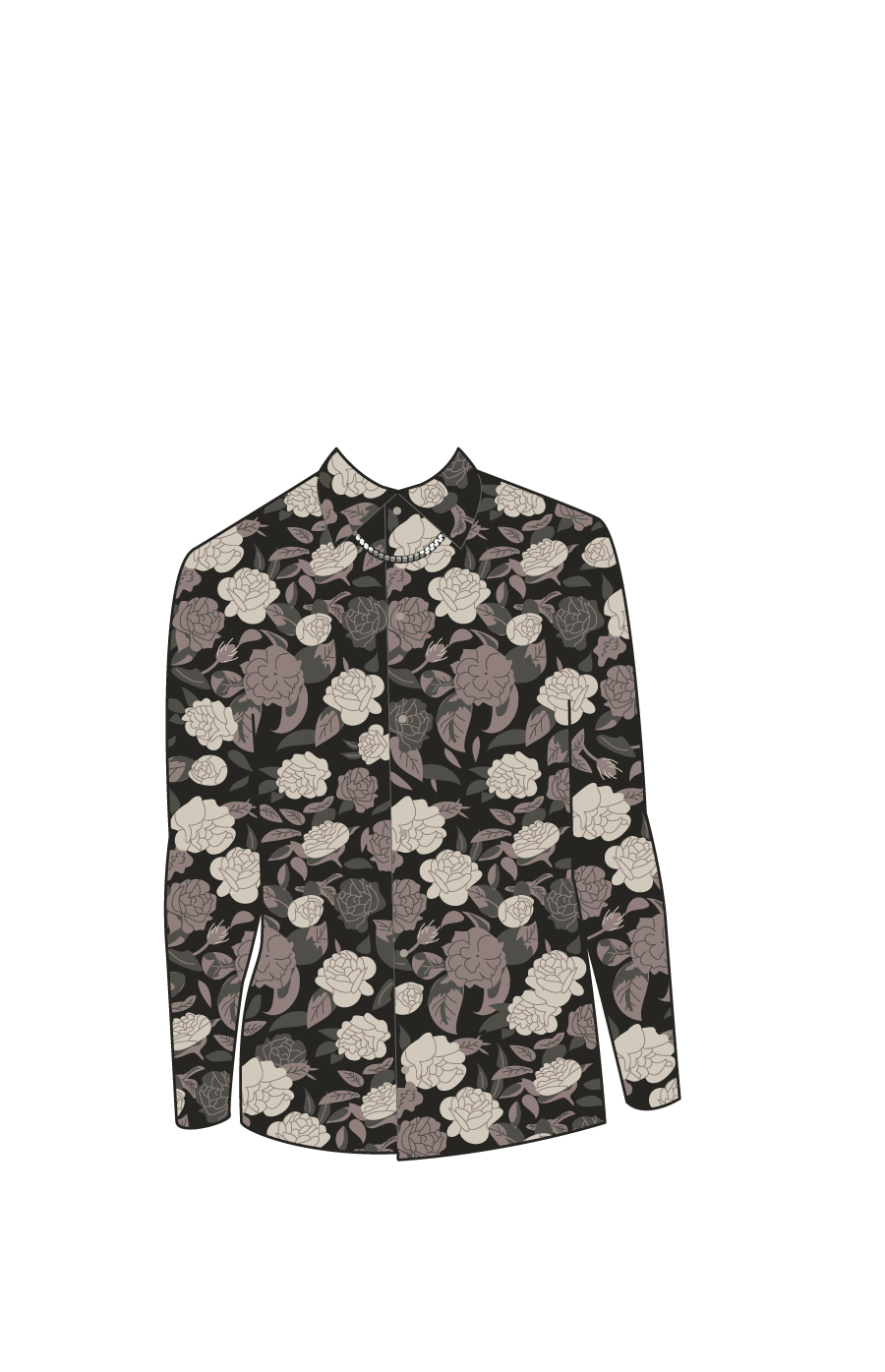 black oxford with roses pattern