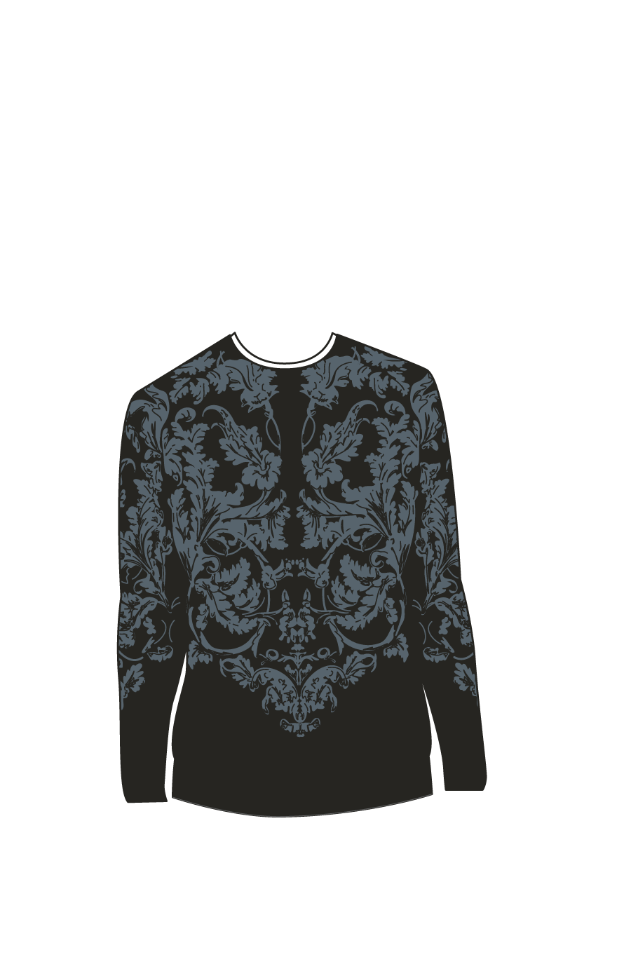 black sweater with grey vinery design