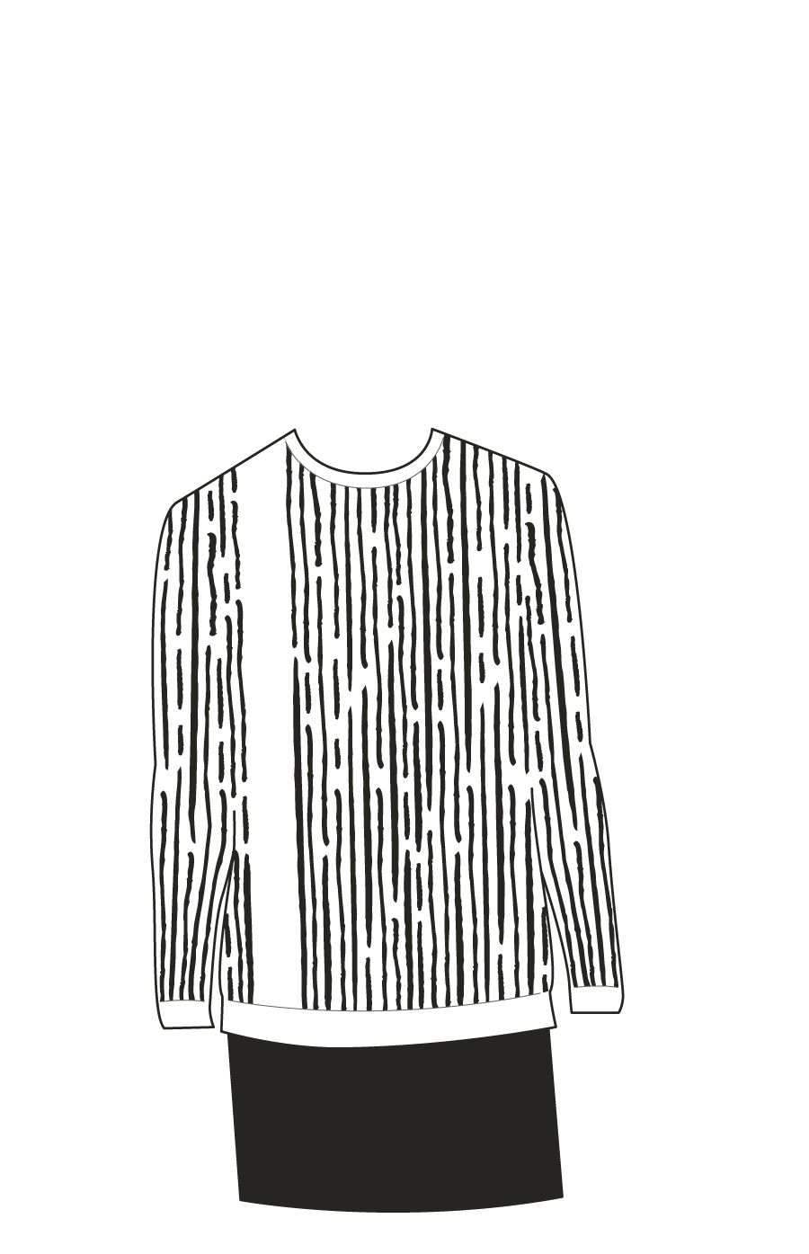 white sweater with sketchy stripes