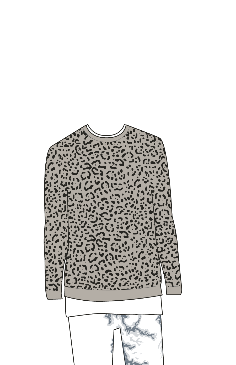 tan sweater with cheetah print
