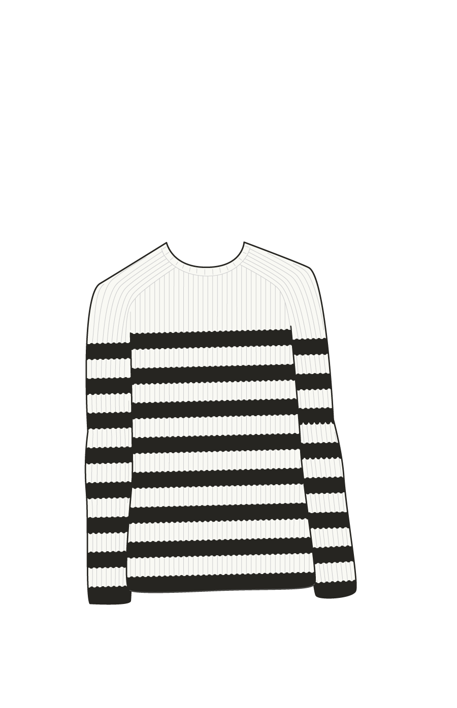 white knit sweater with black stripes