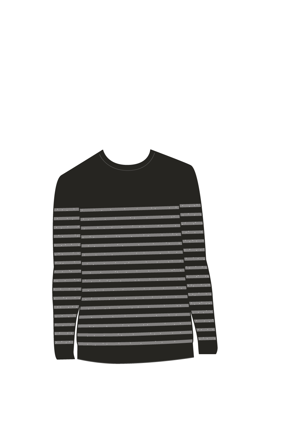 black sweater with glittery grey stripes