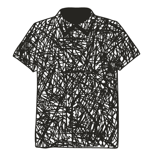 short sleeve oxford with scribbly line pattern