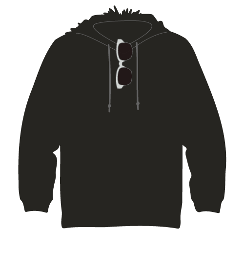 black hoodie with furry hood