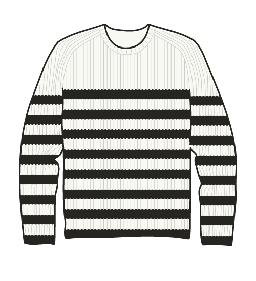 white knit sweater with black stripes