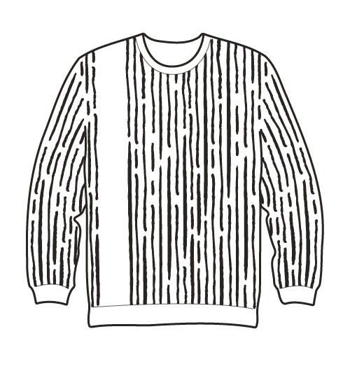 white sweater with sketchy stripes