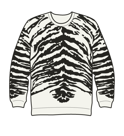 cream sweater with zebra pattern