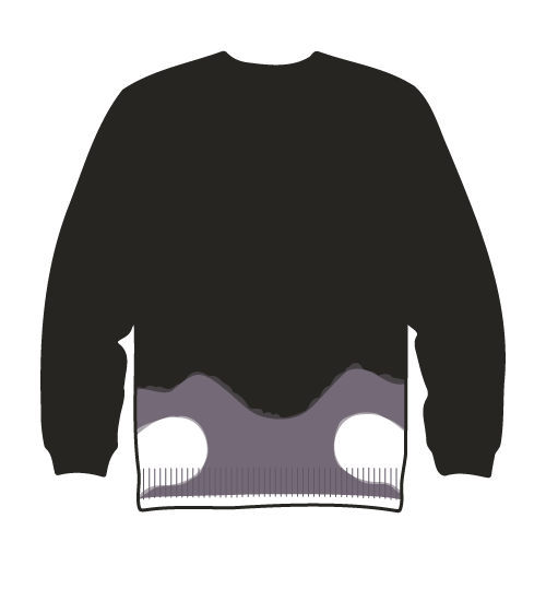 black sweater with purple and white dyed bottom