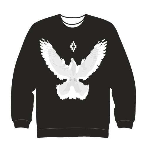 black sweater with bird